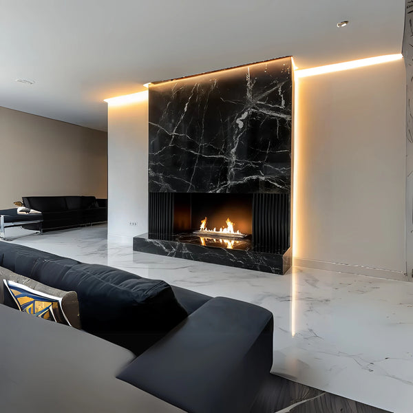 Luxury Black Marble Fireplace Mantel