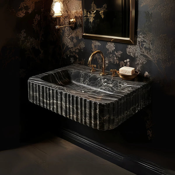 Hand Carved Large Marble Vessel Sink for Bathroom Decor hover