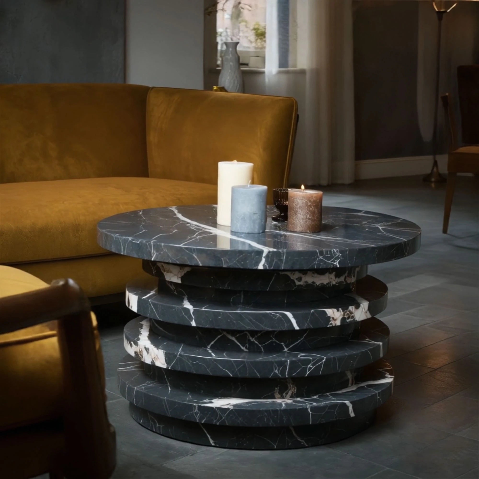 luxury black stone hallway table