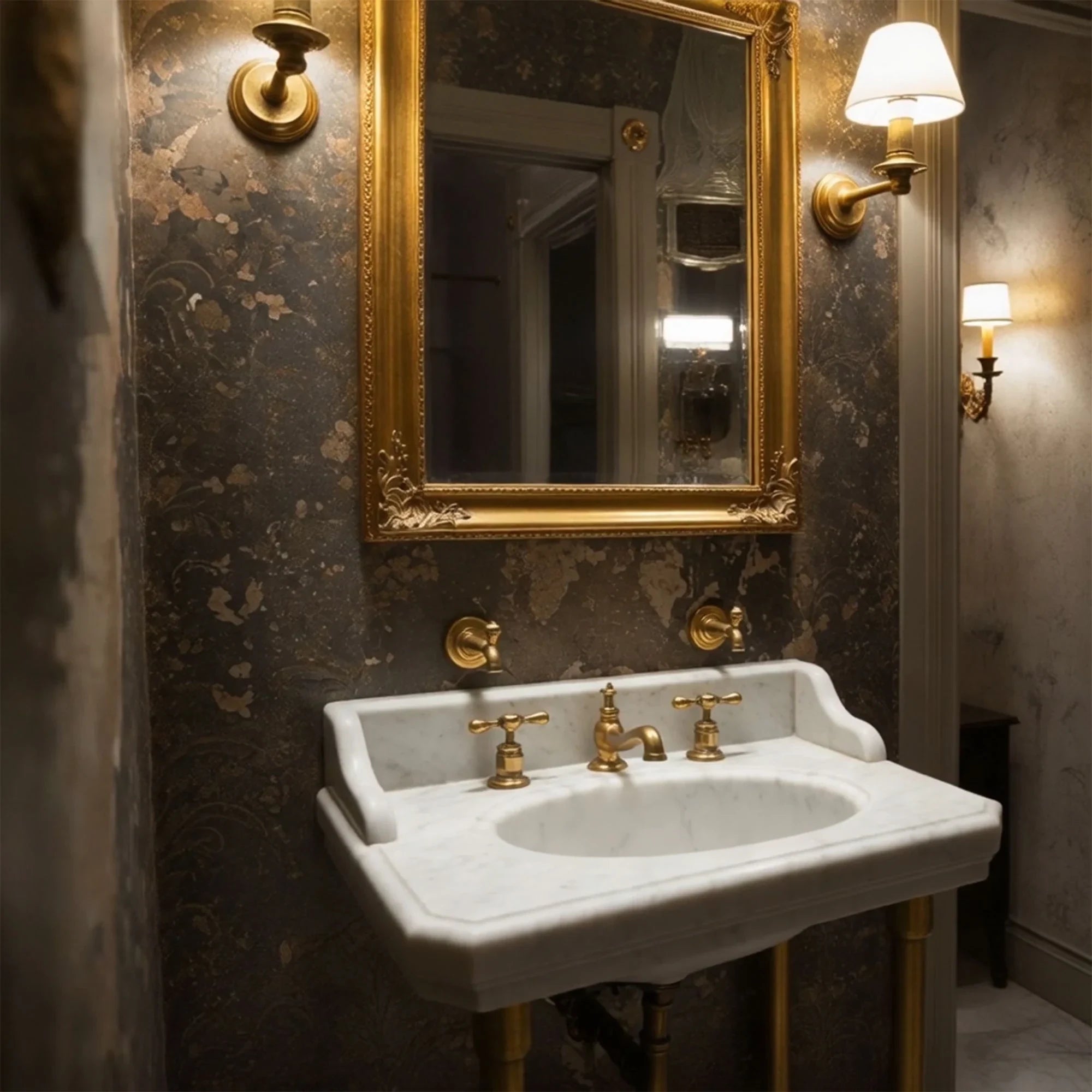 luxury carrara marble bathroom sink with splash