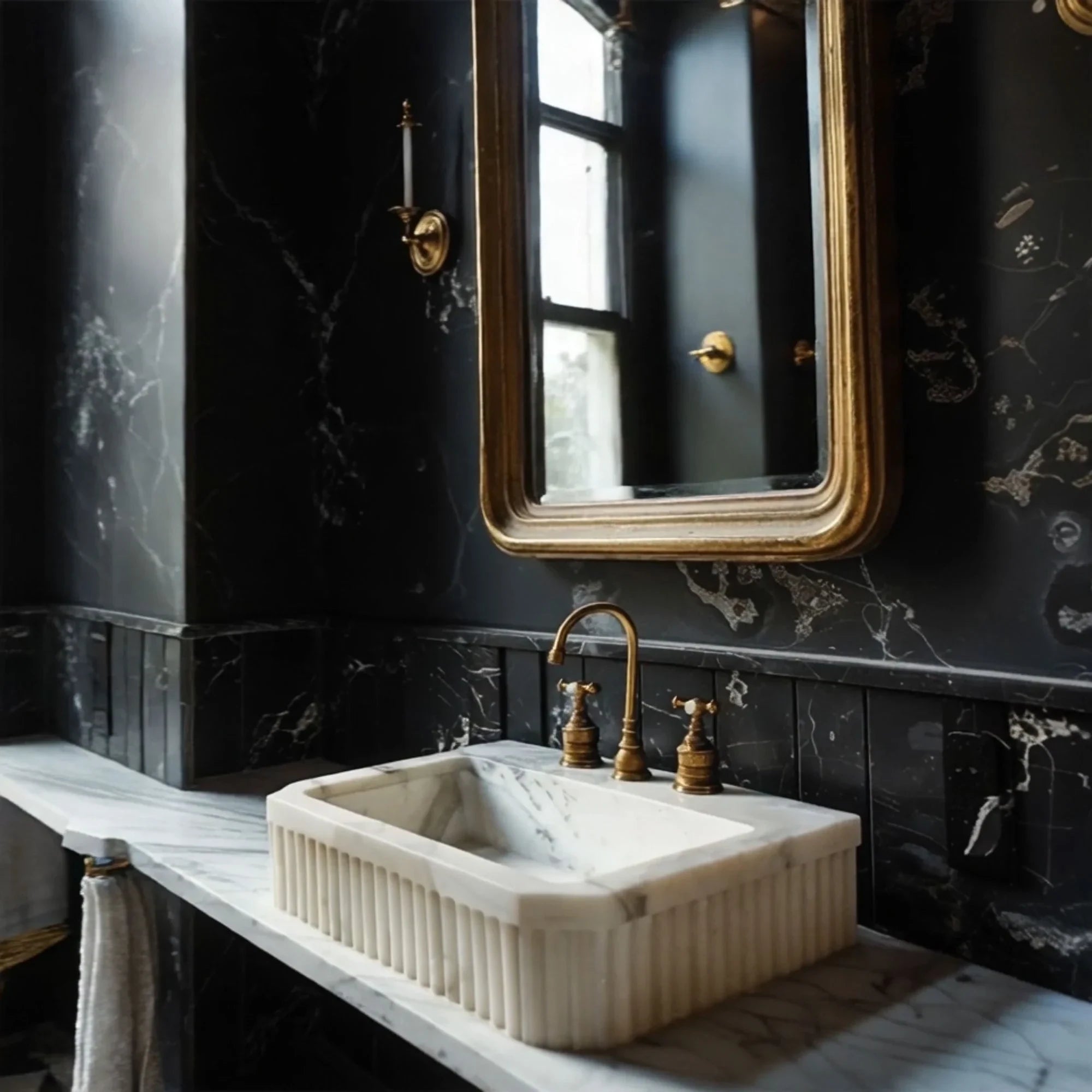 luxury hand carved wall hung marble sink