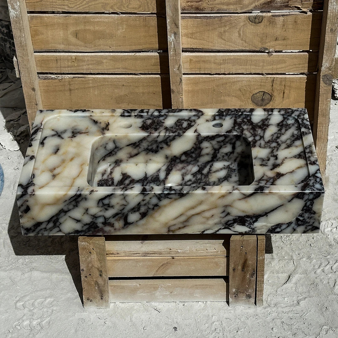 ONS Marble Natural Stone Handcrafted Calacatta Viola Wall Sink