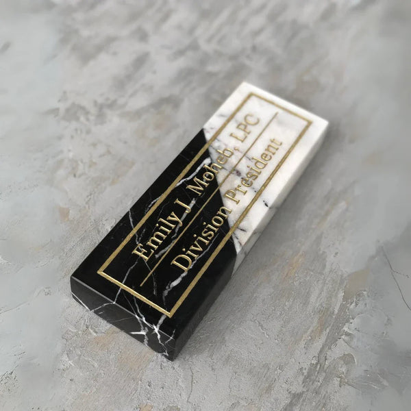 Personalized Marble Desk Name Plate hover
