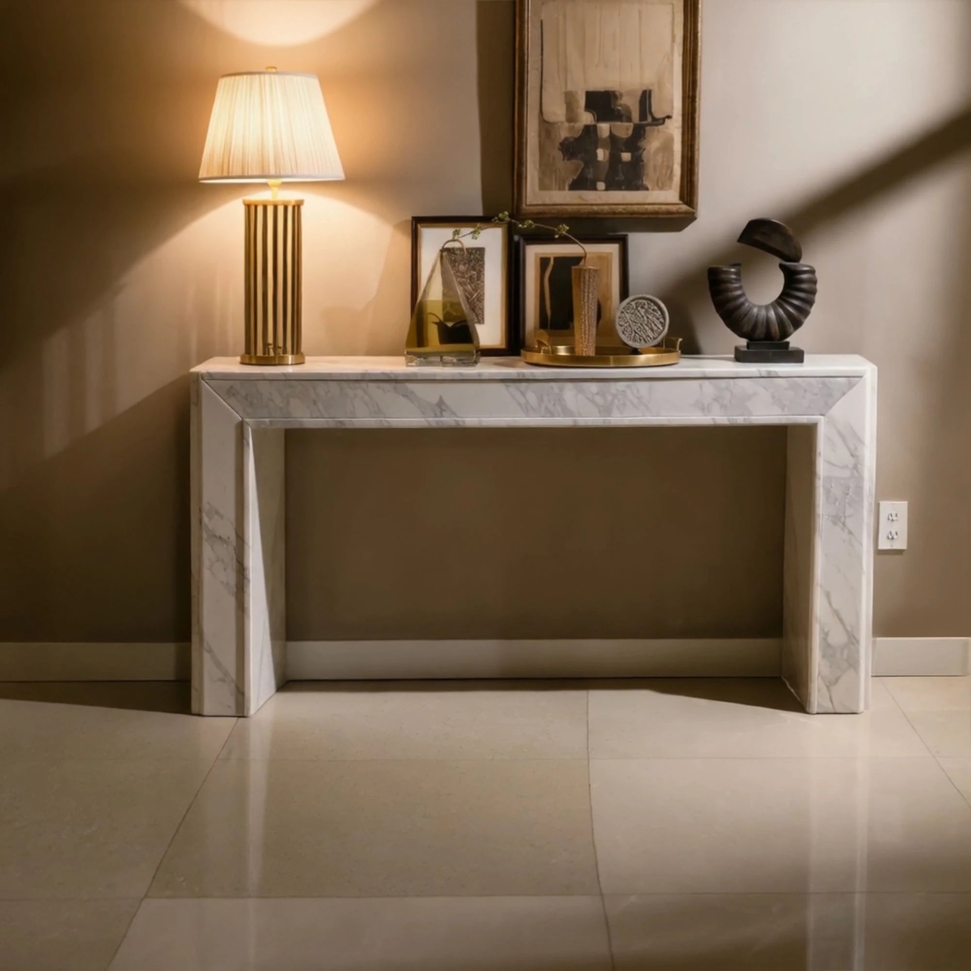 luxury polished stone console