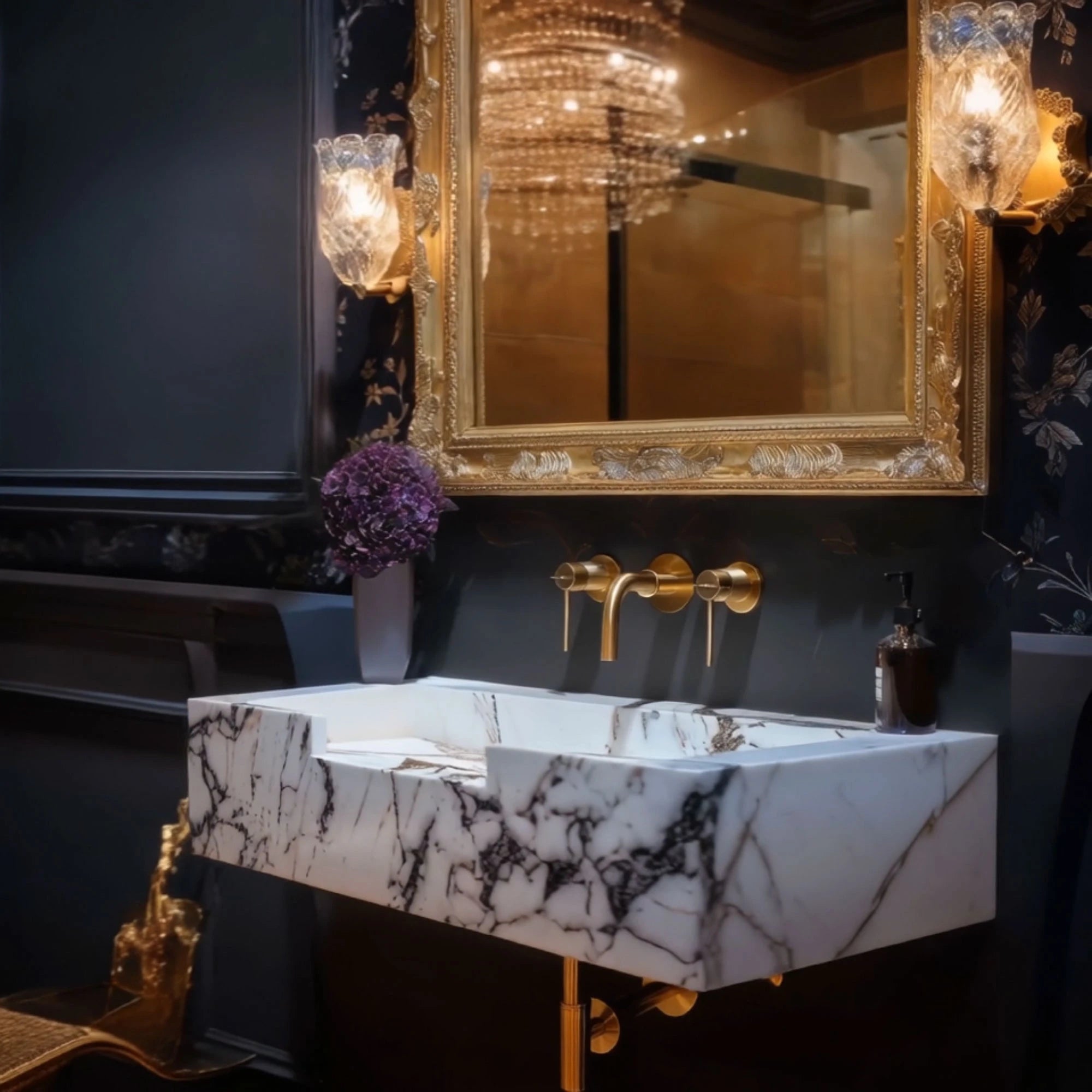 luxury ramp sink marble vanity