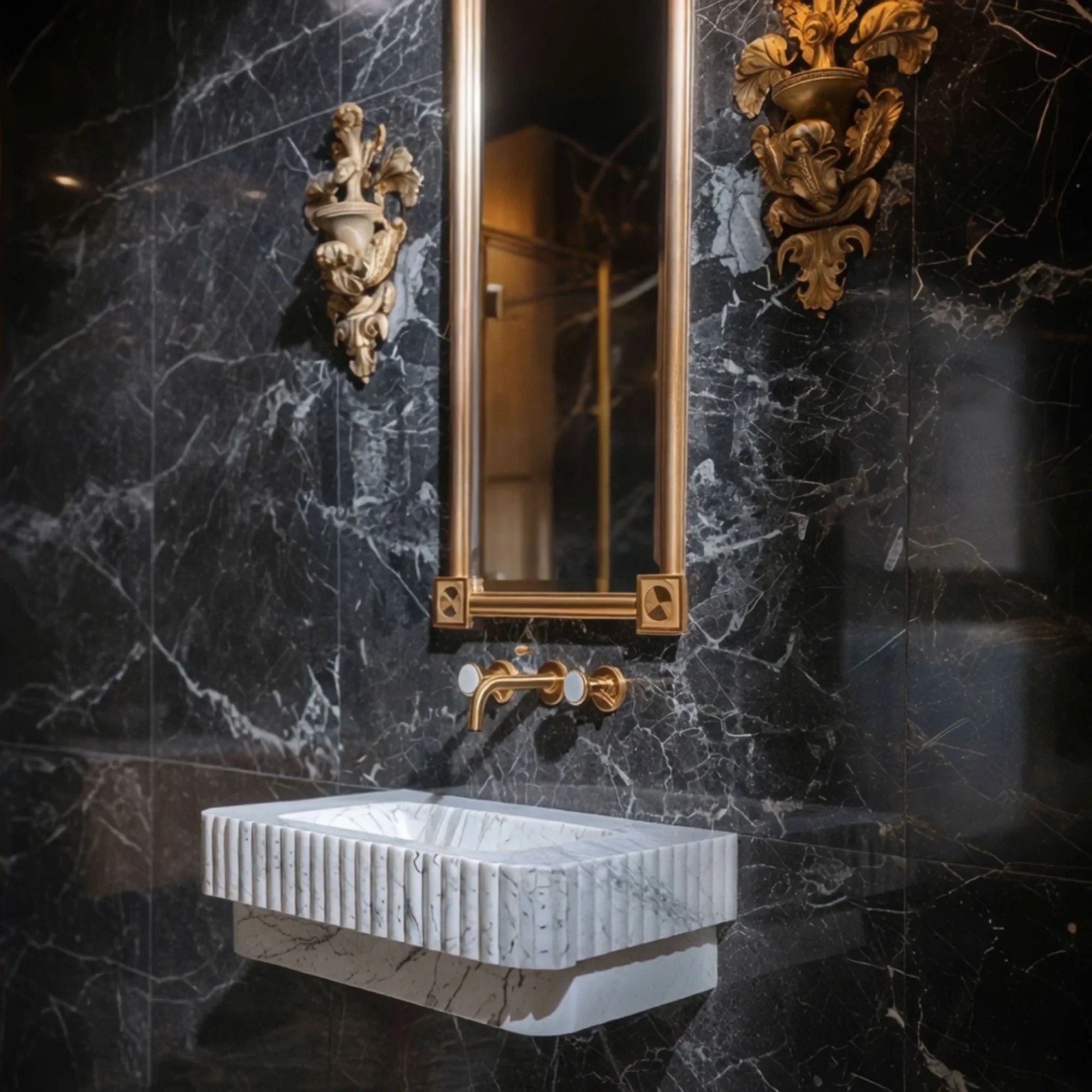 luxury ribbed apron natural stone sink