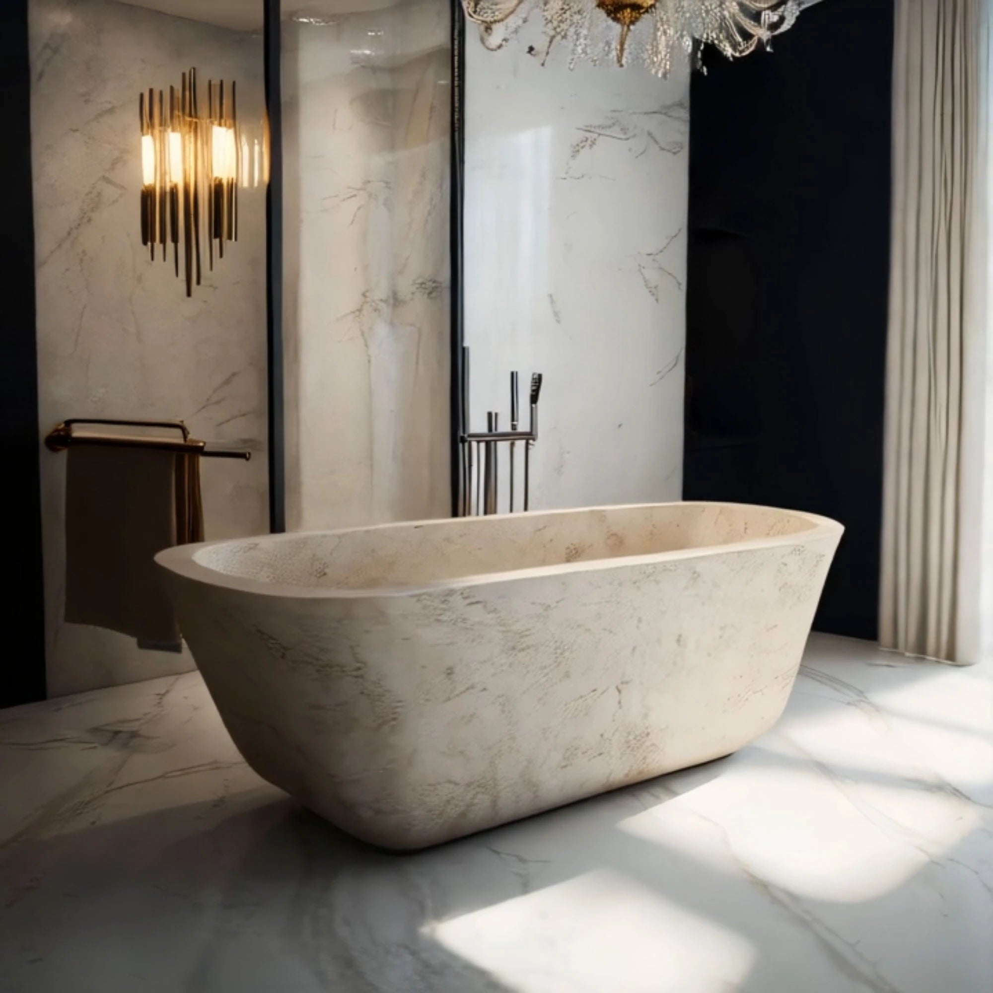 marble bathtub textured stone serenity