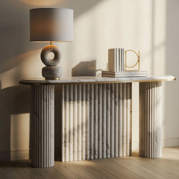 Marble Groove Console Table hover
