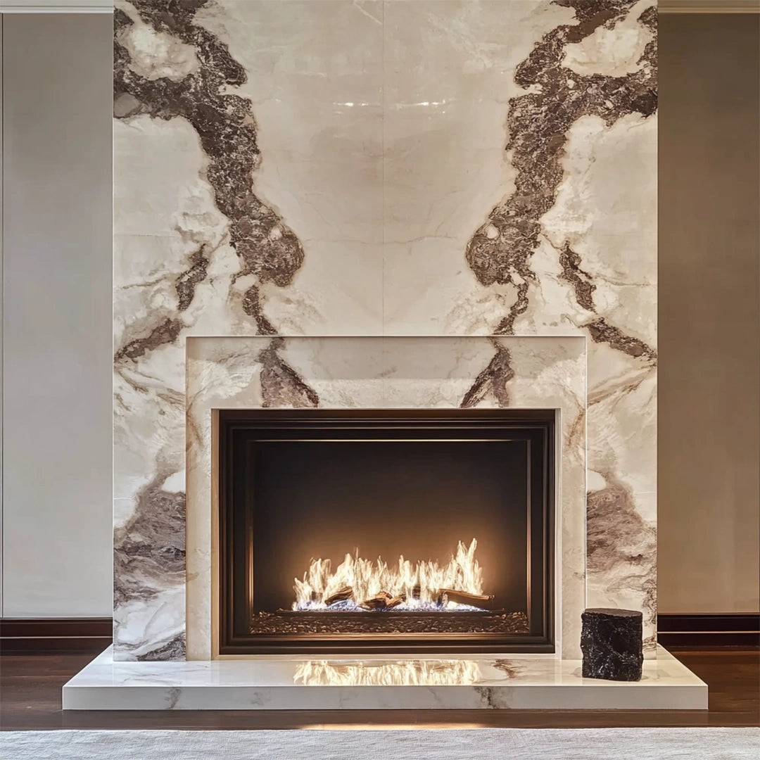 marble fireplace mantel with full height marble surround