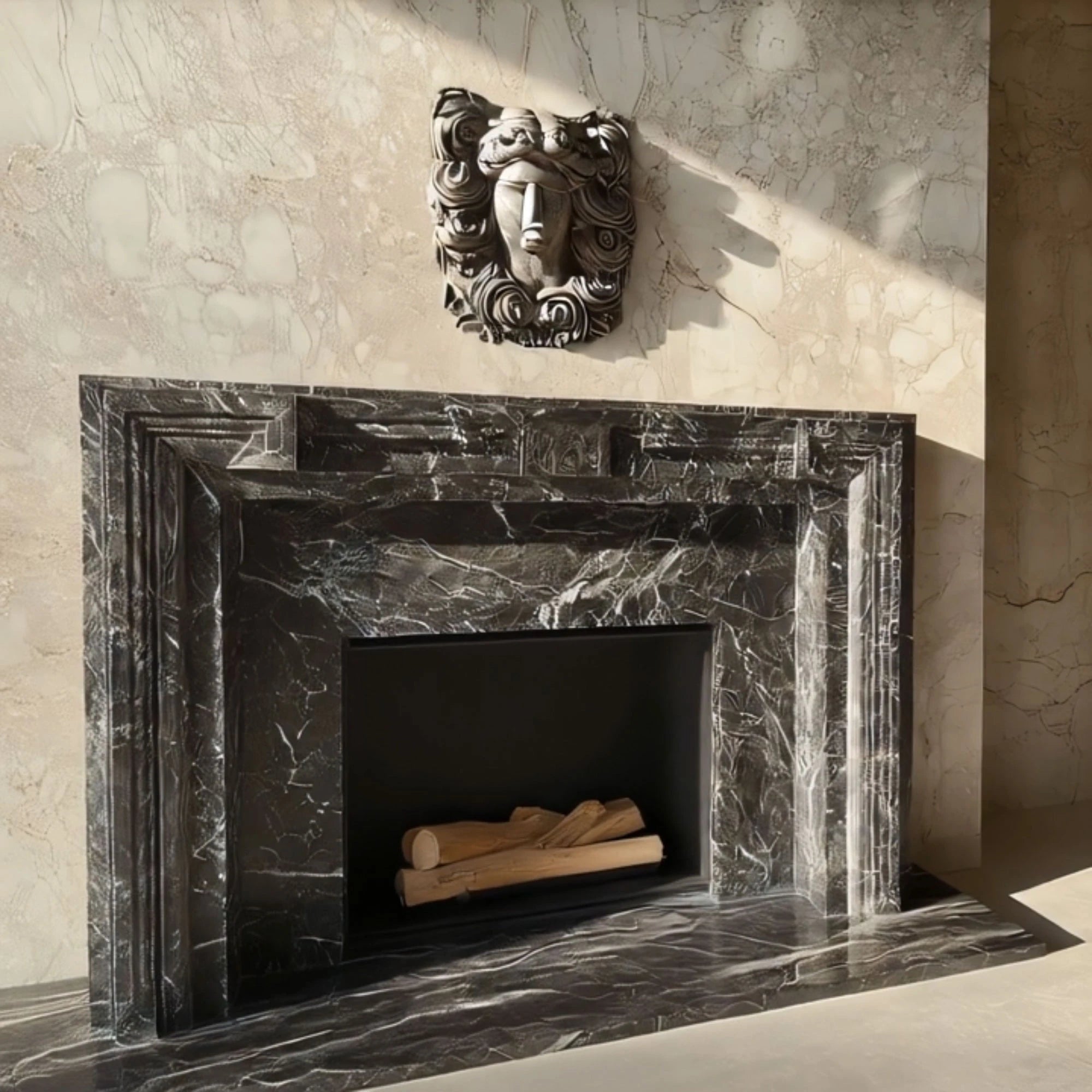 marble fireplace mantel sculpture