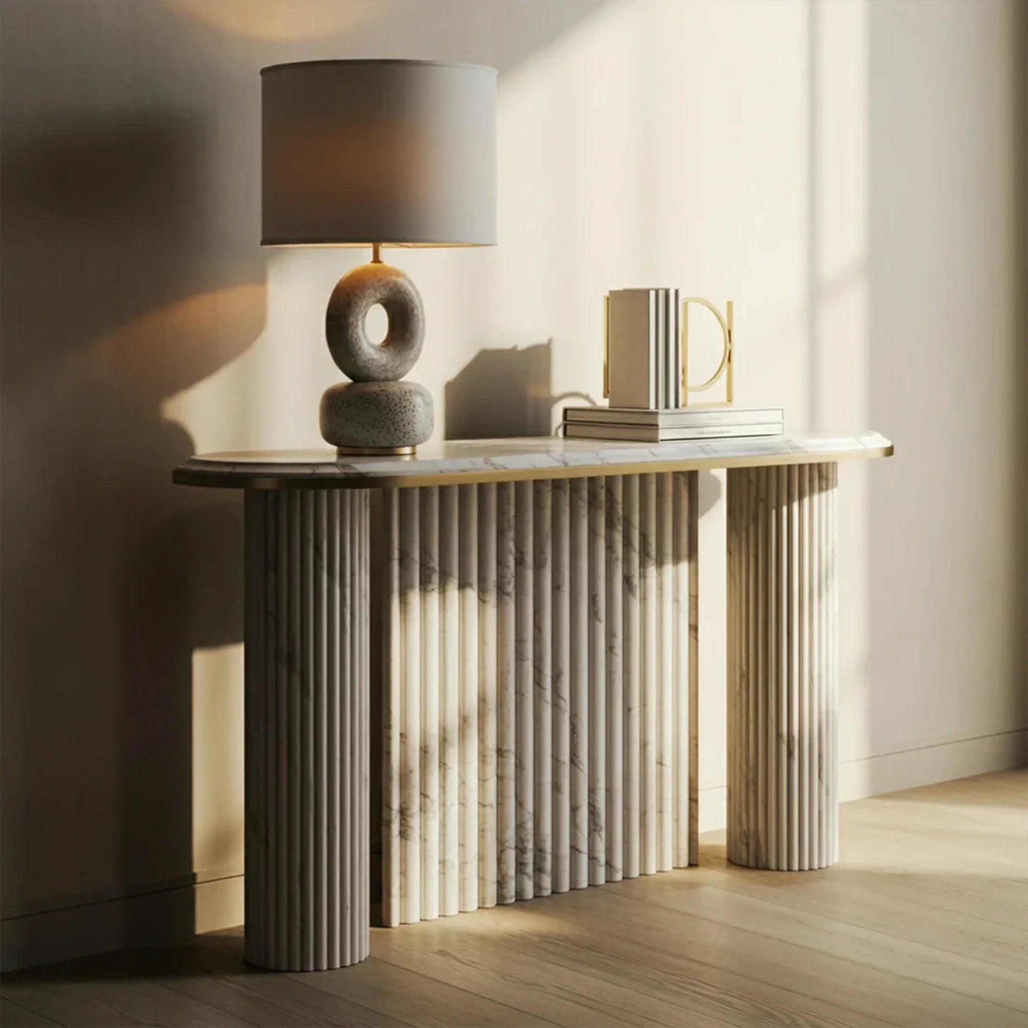 Abstract Marble Console Table Marble Groove Console Table - ONS Marble