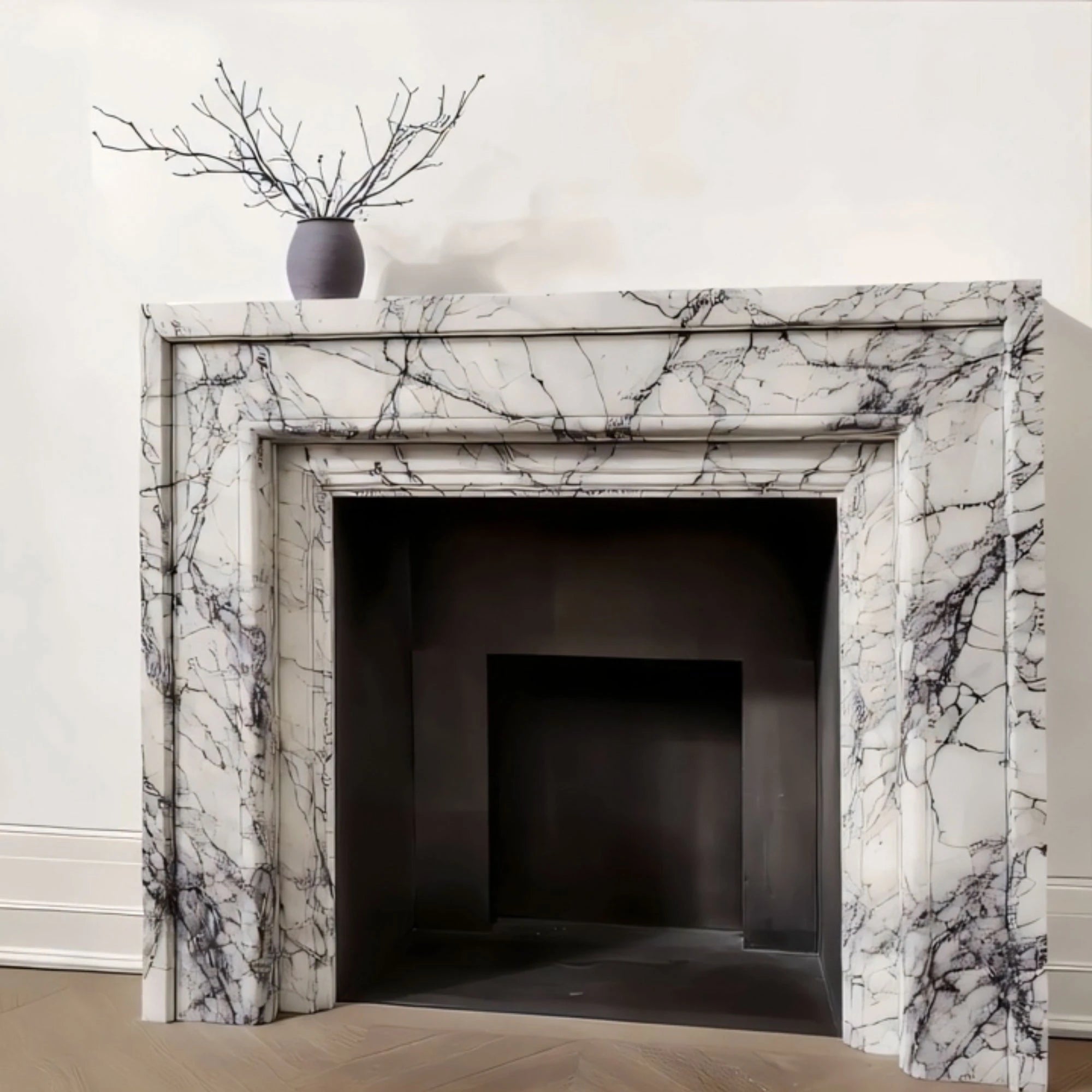 marble linear fireplace mantel