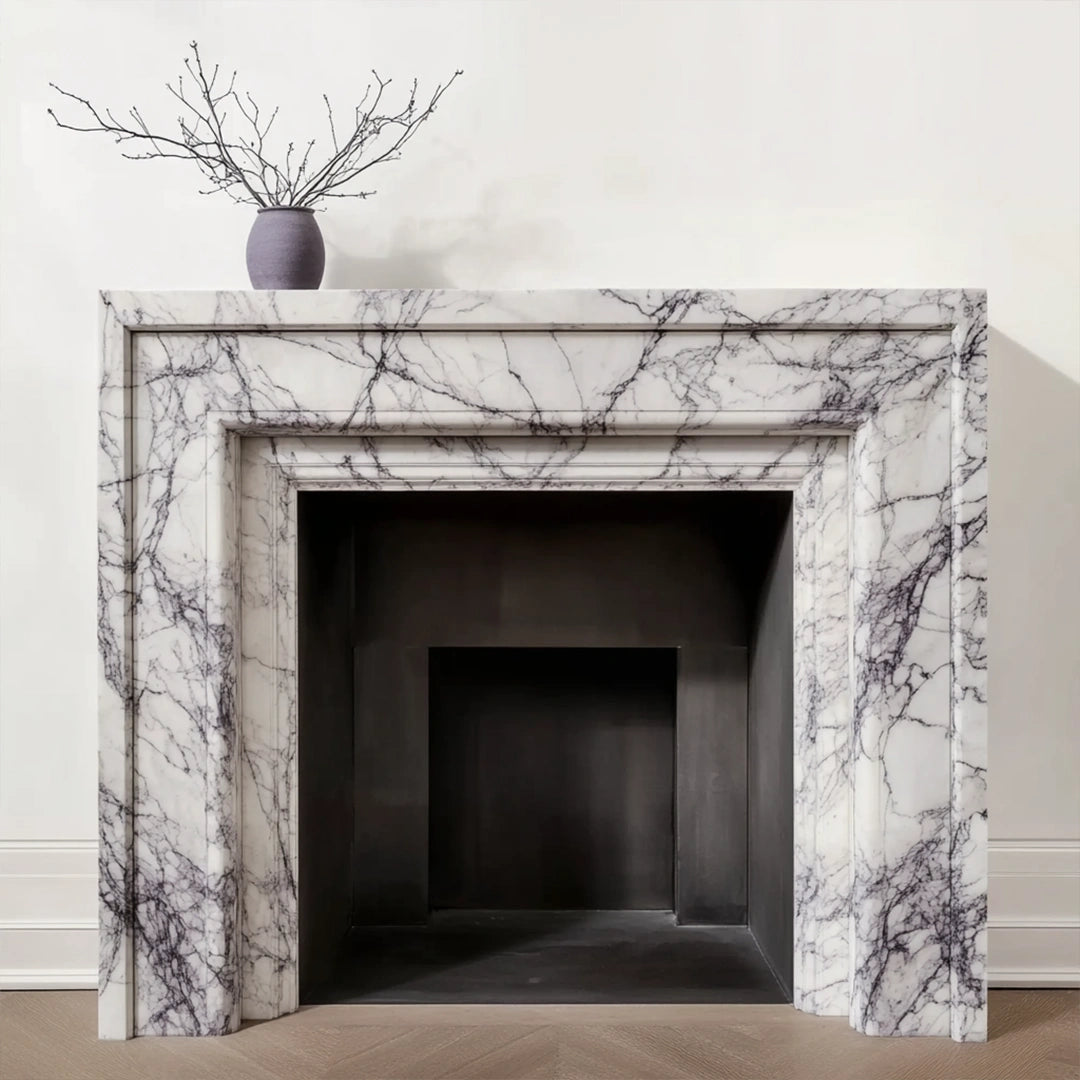 marble linear modern fireplace mantel