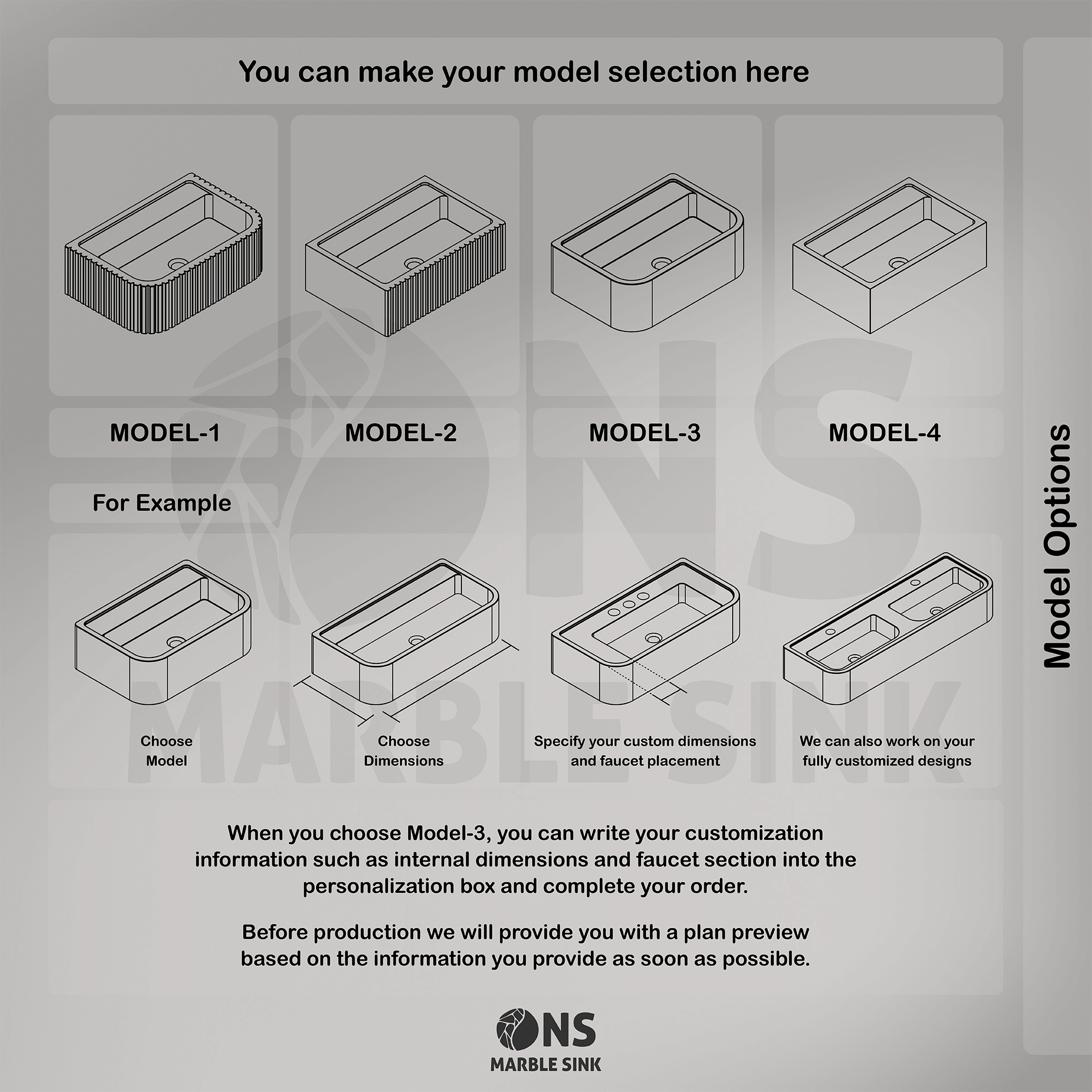 marble sink model options
