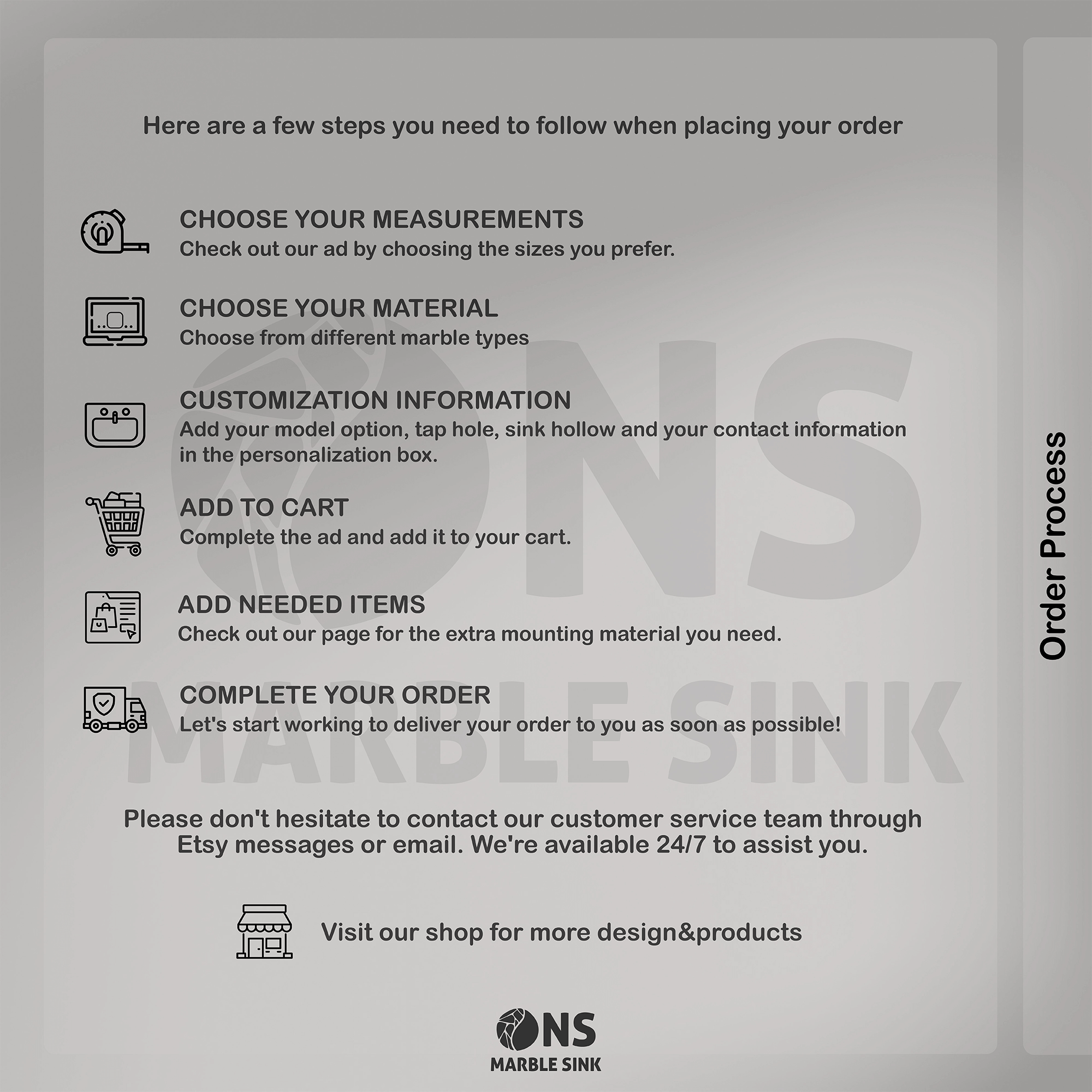 ONS Marble sink order process