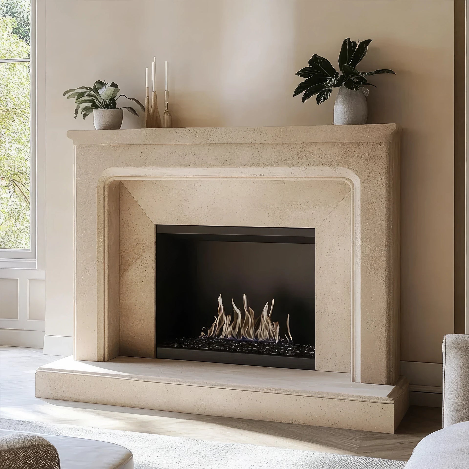 Marble Sleek Modern Fireplace Mantel - ONS Marble