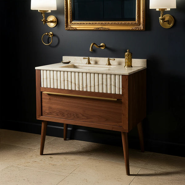 Marble Inset Fluted Travertine Sink hover