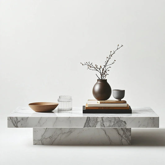 minimalist marble rectangle coffee table