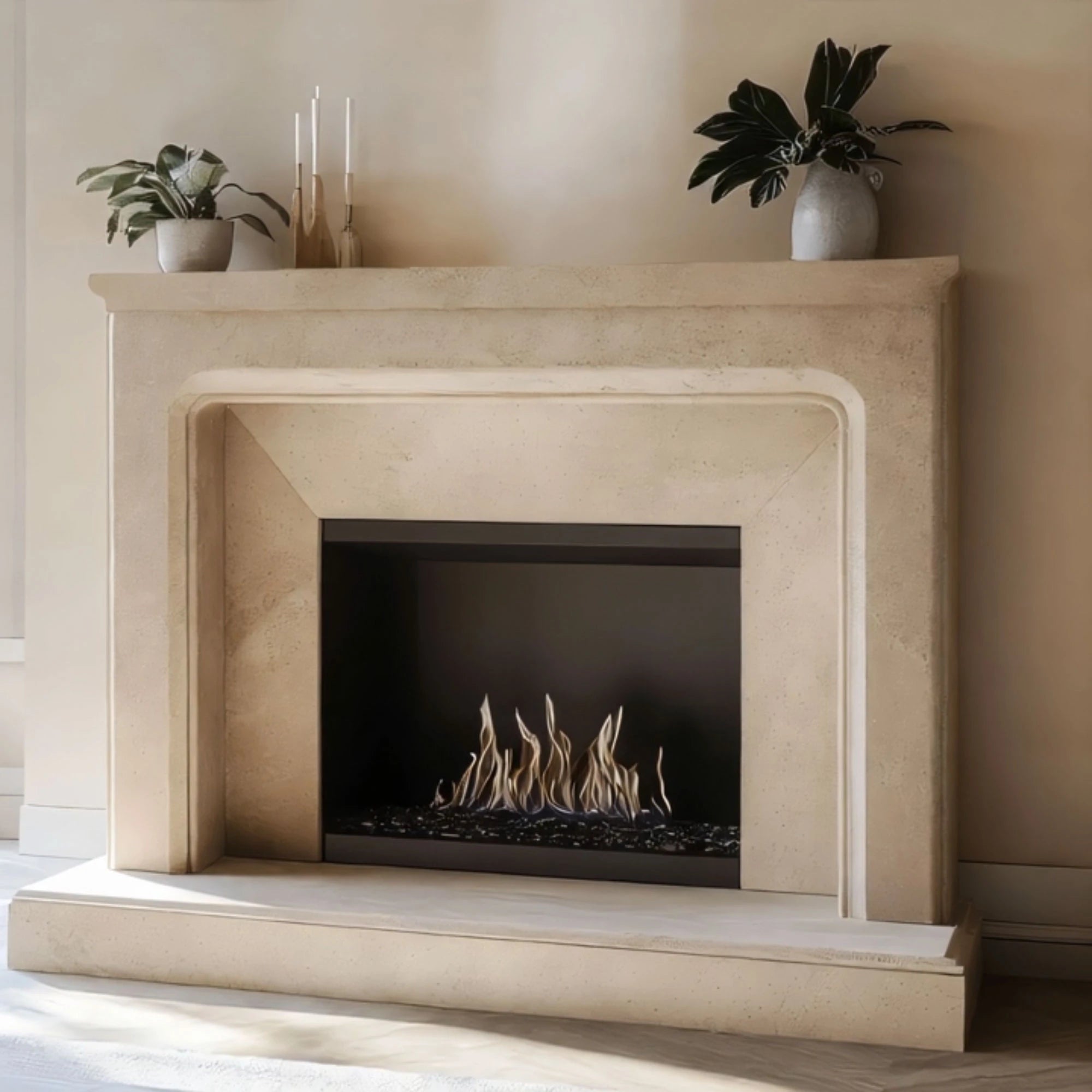 minimalist stone fireplace design