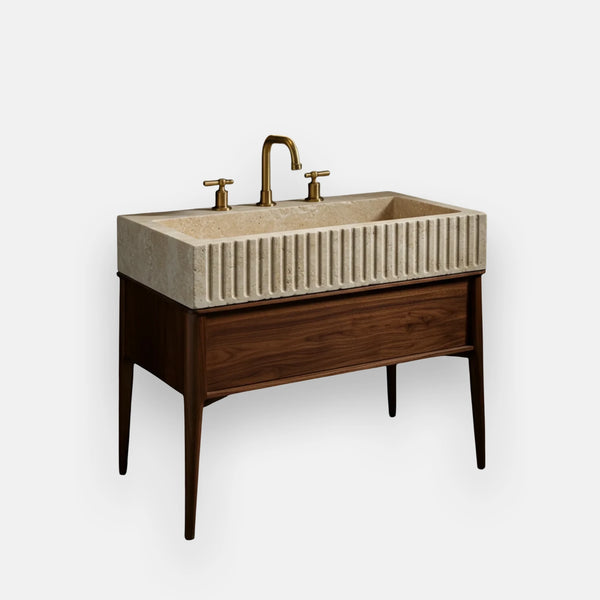 Modern Farmhouse Fluted Travertine Sink