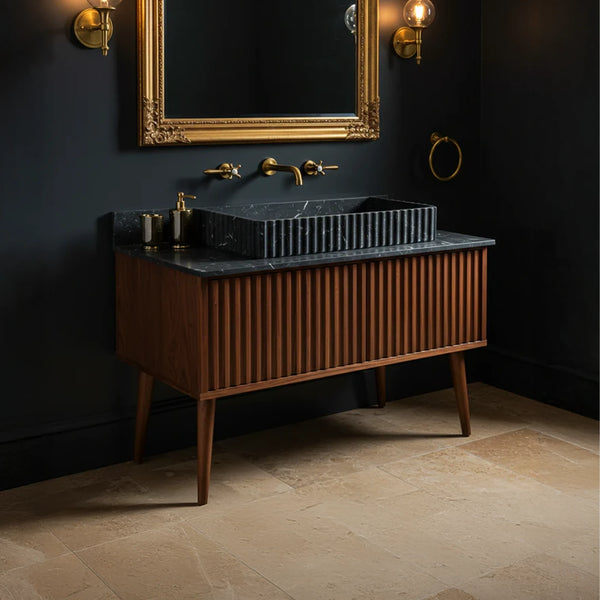 Black Marble Fluted Sink Cabinet hover