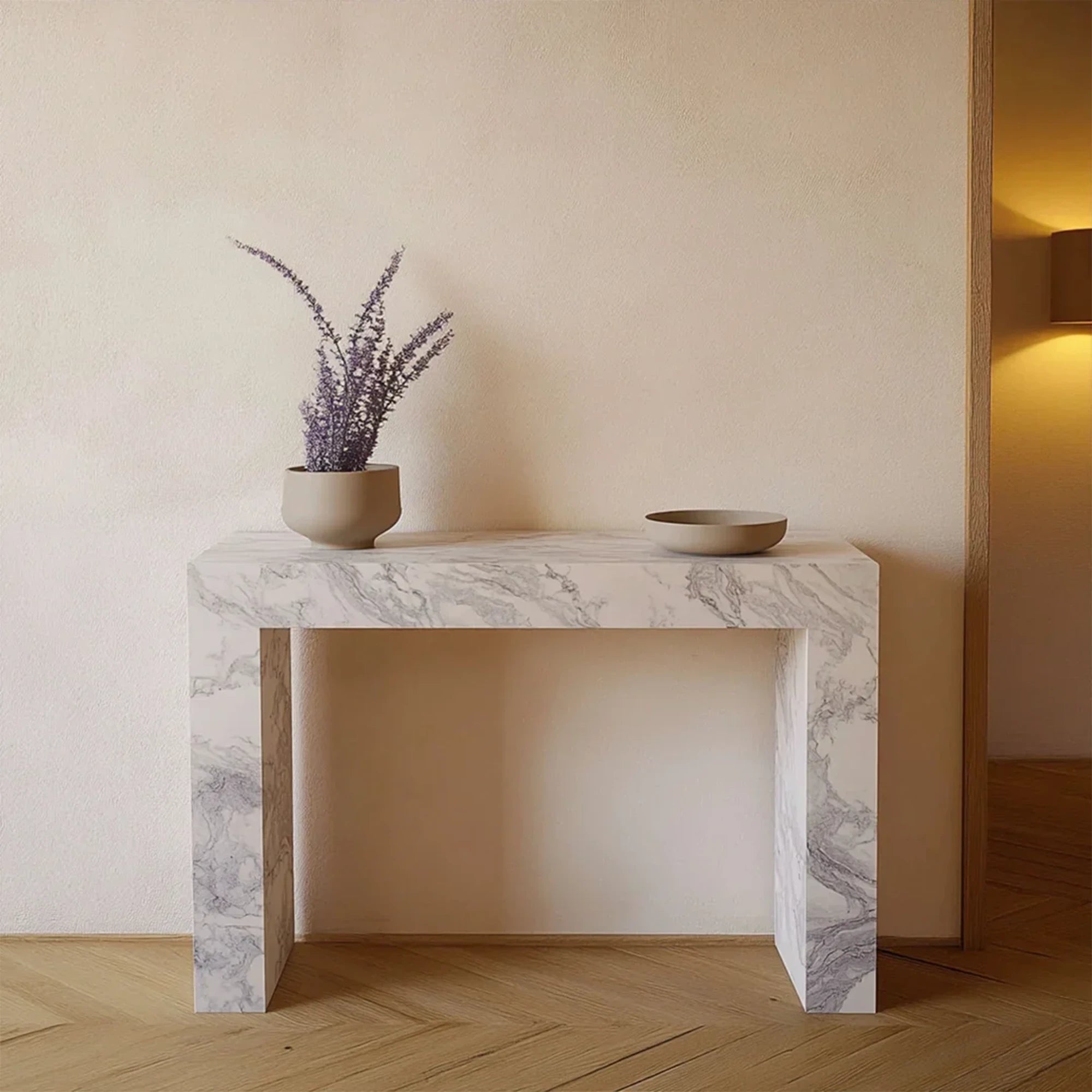 modern marble console with clean lines