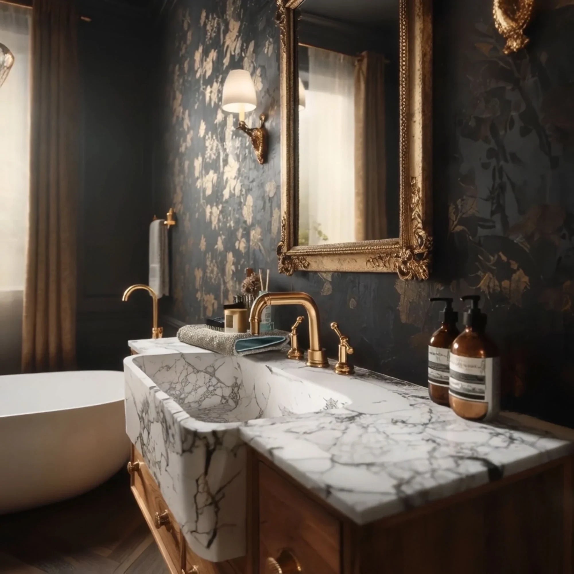 modern marble sloping sink washstand