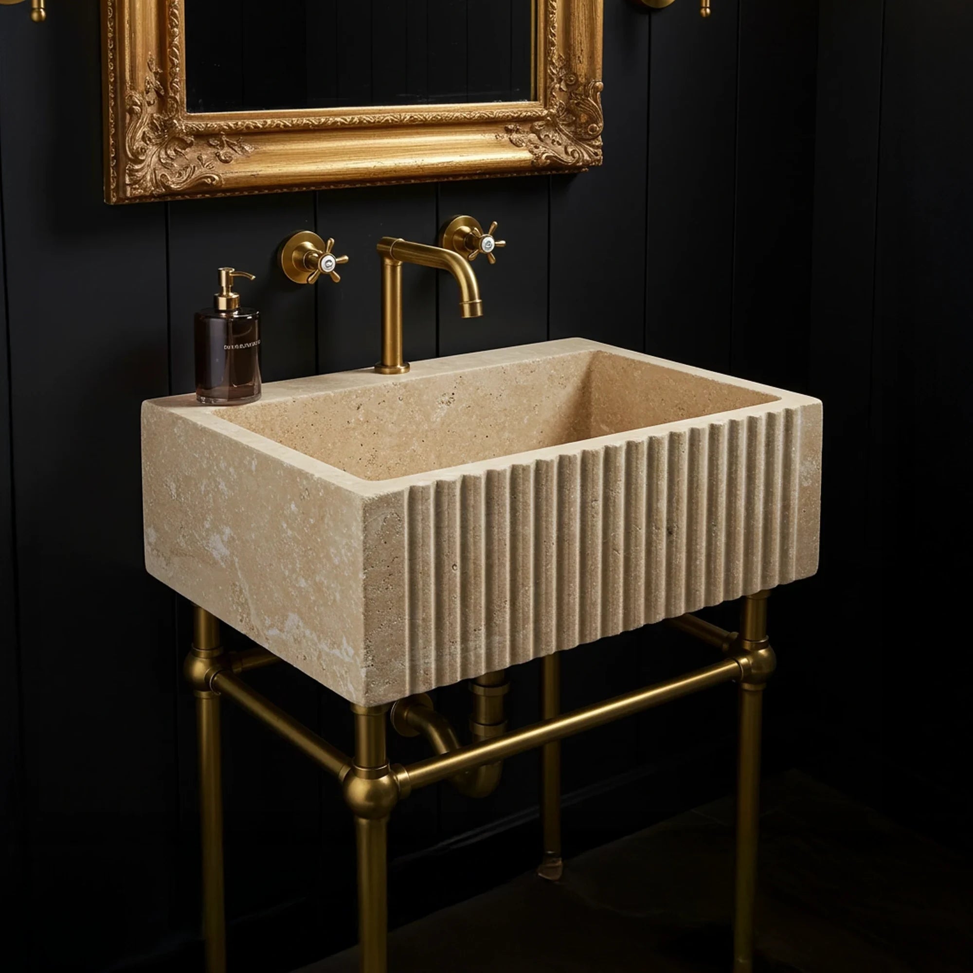 modern travertine wall mounted basin
