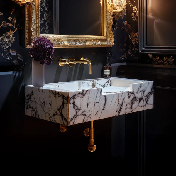 Monet Marble Bathroom Vanity with Ramp Sink hover