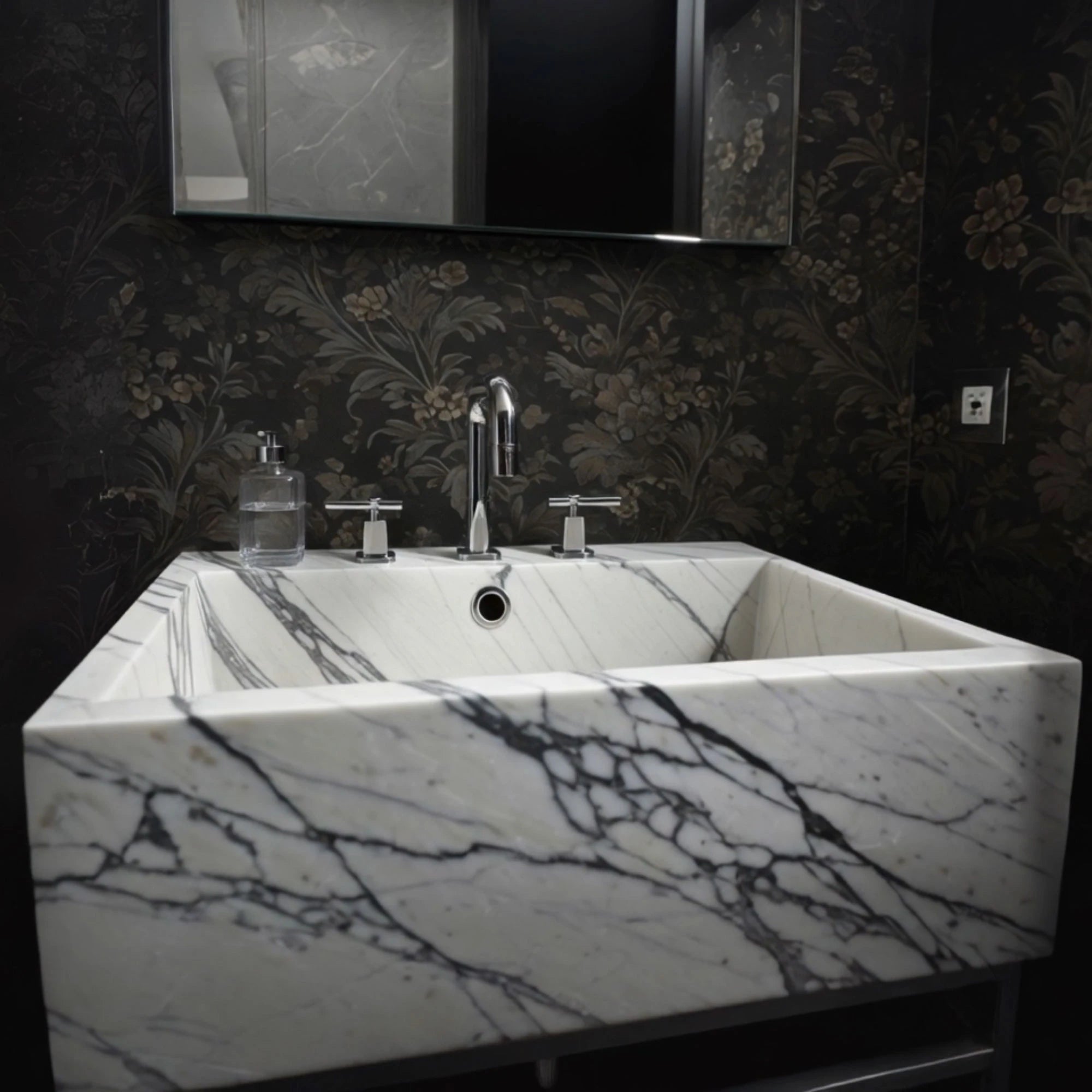 monochrome marble box basin