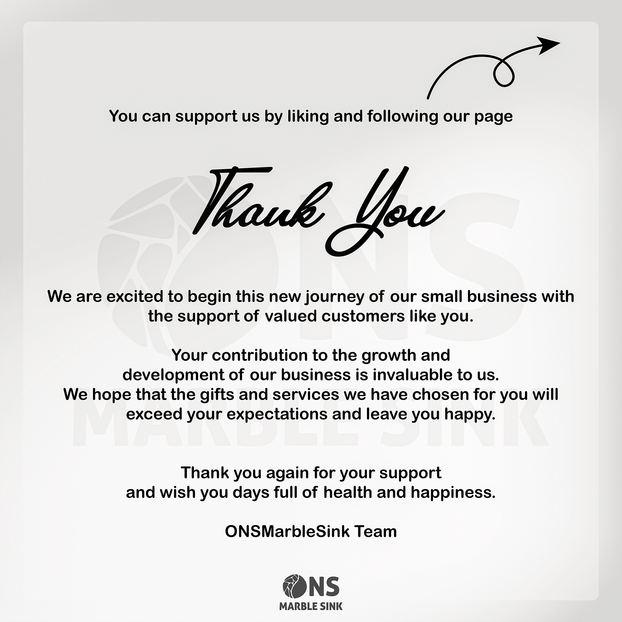 ONS Marble thank you message