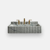 polished fluted carrara marble sink