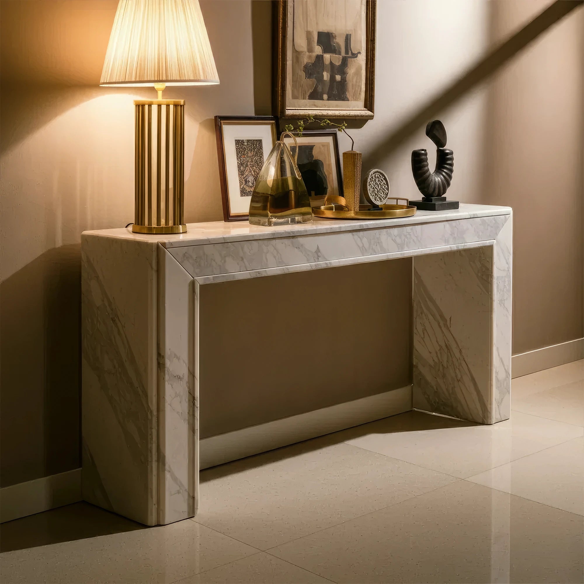 polished marble console table design