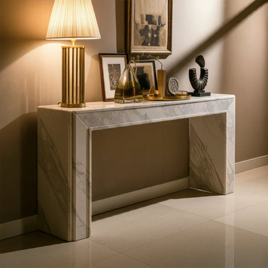 polished marble console table design