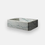 rectangular fluted carrara marble sink