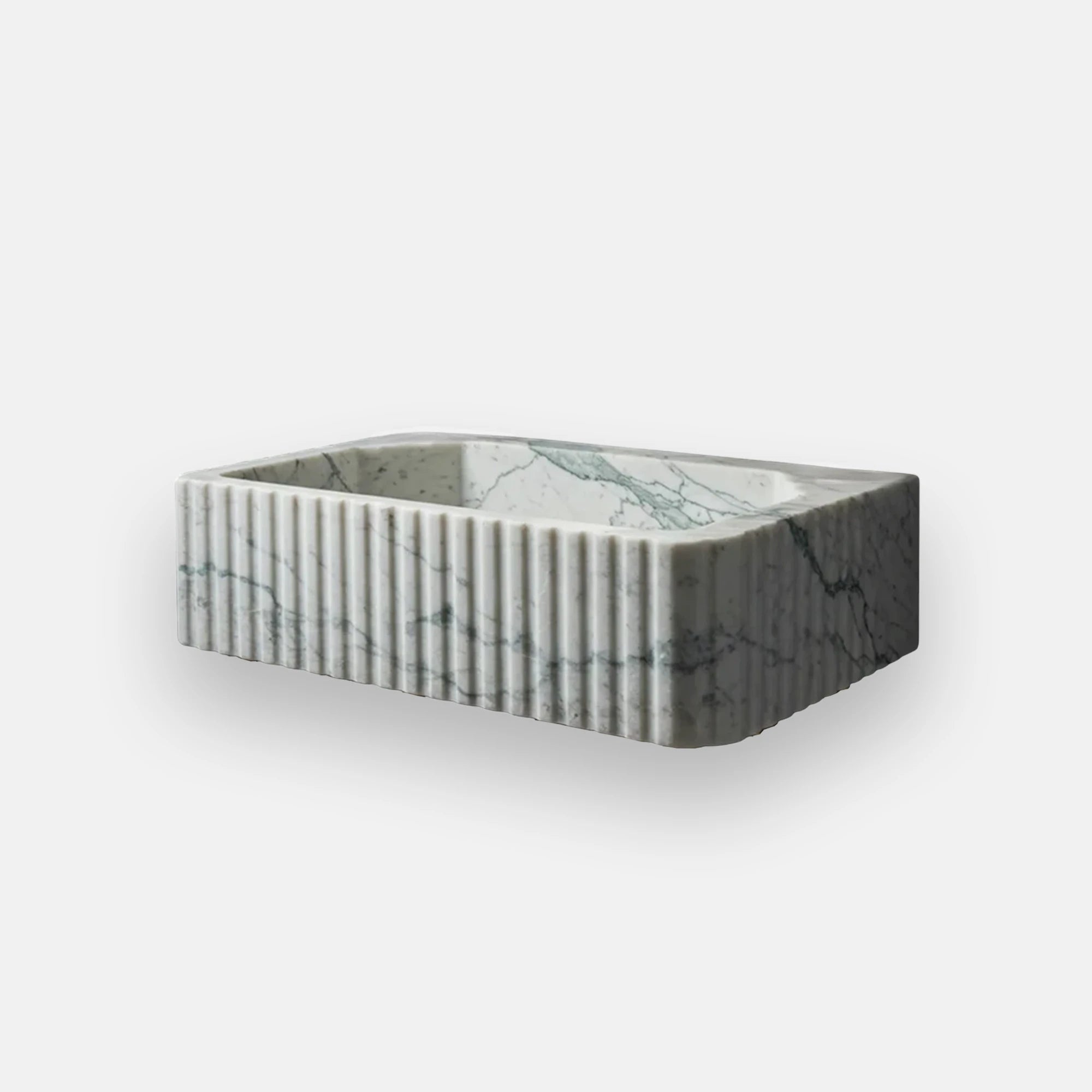 rectangular fluted carrara marble sink