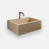 rectangular fluted travertine sink
