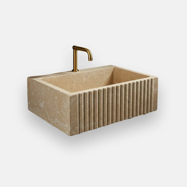 Rectangular Fluted Travertine Sink