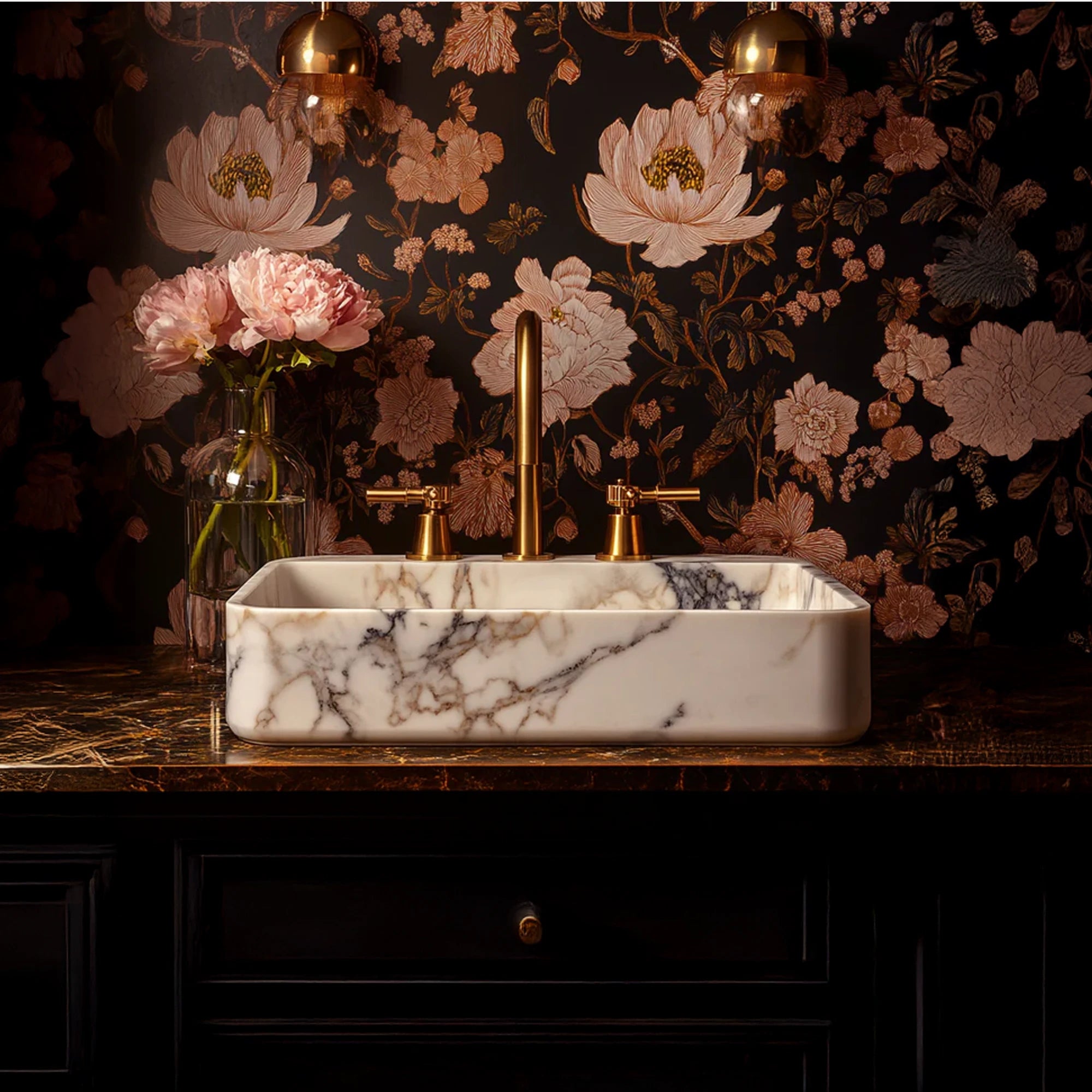 rectangular natural stone vessel sink basin