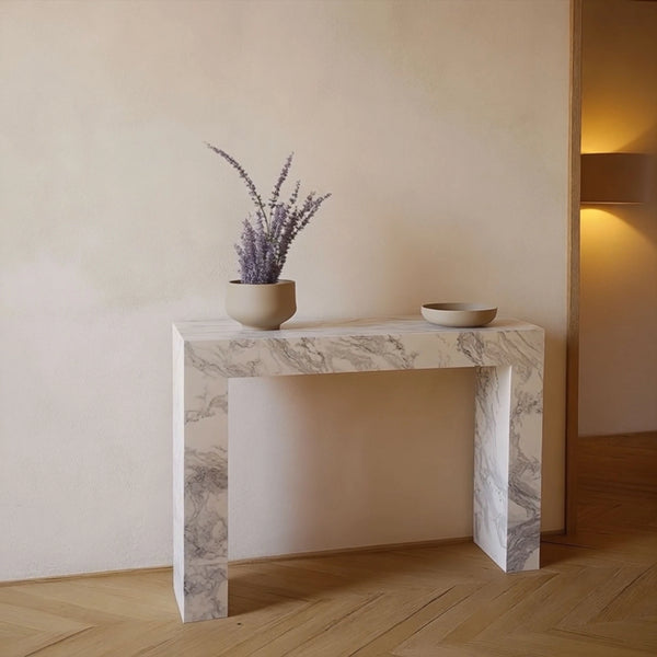 Marble Rectangle Console Table hover