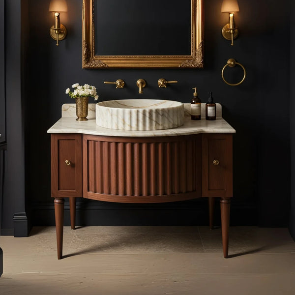 Circular Marble Fluted Countertop Sink hover