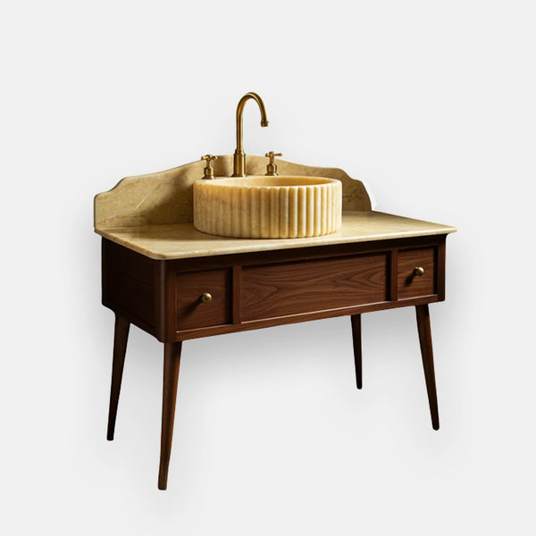 Round Yellow Travertine Sink