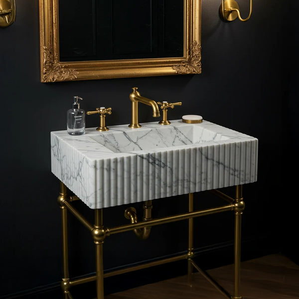 Calacatta Marble Fluted Wash Basin hover
