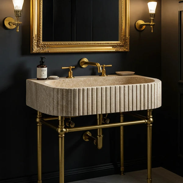 Contoured Travertine Sink hover