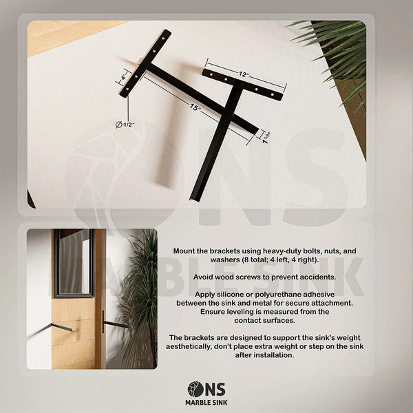 Steel Brackets for Wall Mounted Marble Sinks