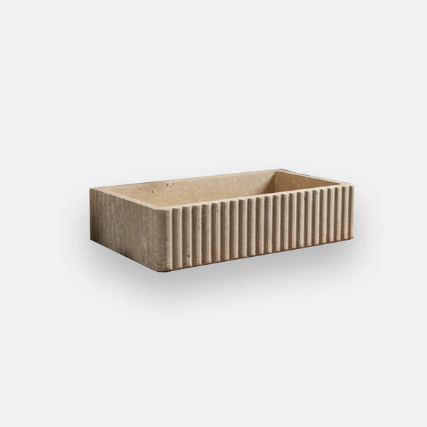 Straight Edge Fluted Travertine Sink