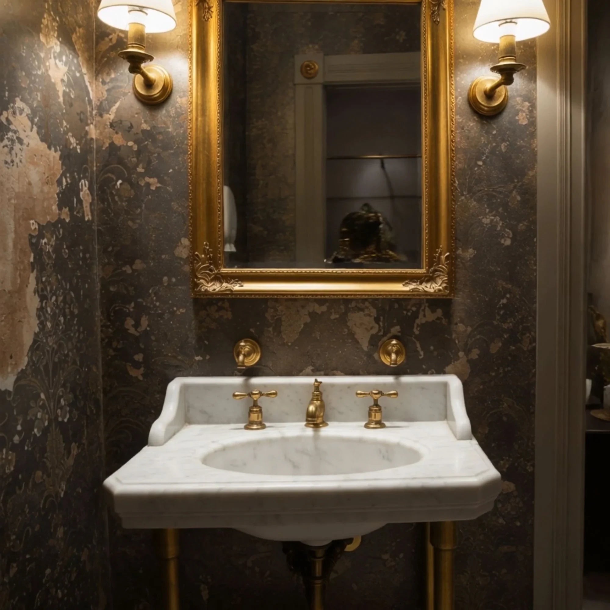 traditional carrara marble washstand sink