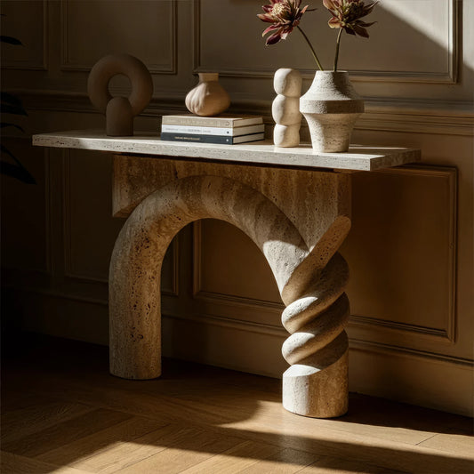 twisted arch console table design