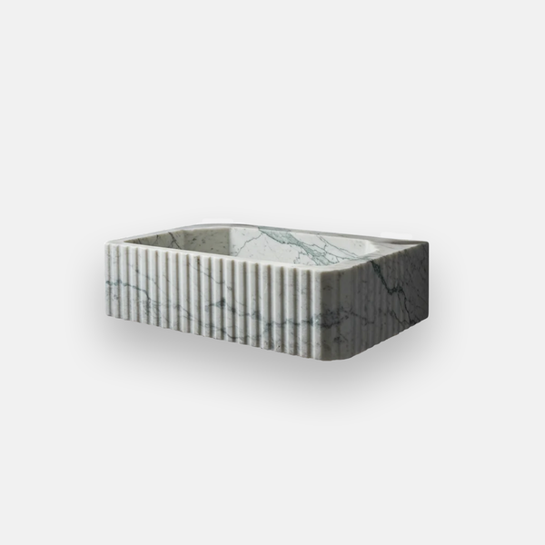 Veined Carrara Marble Fluted Sink
