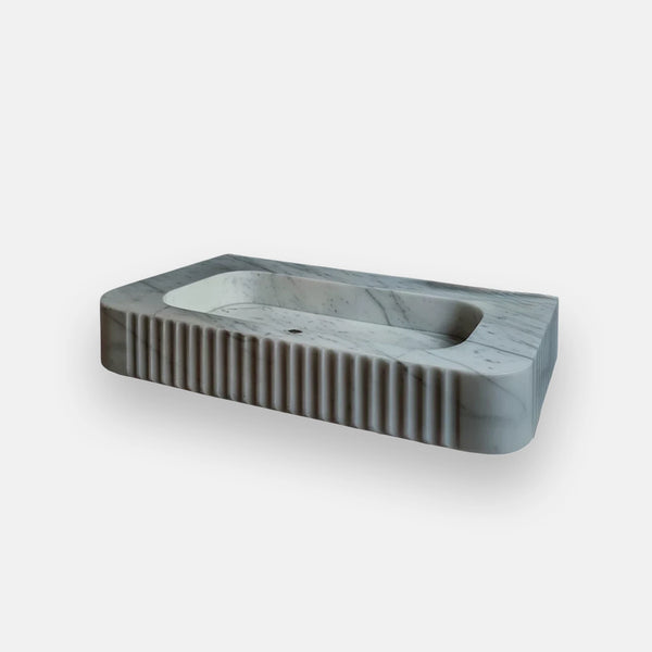 Sleek Carrara Marble Sink Wall Mounted Bathroom Designs